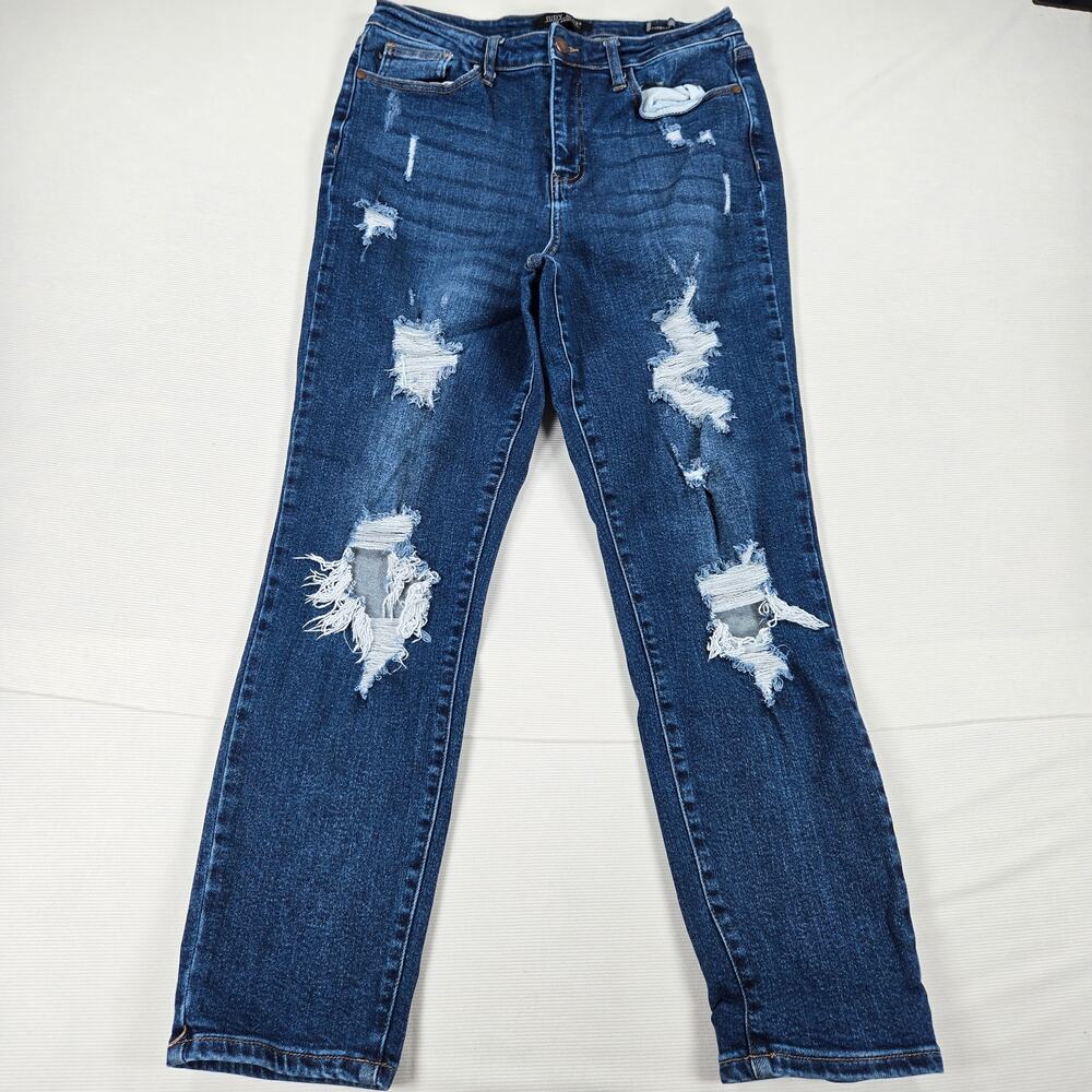 Judy Blue High Rise Distressed Boyfriend Stretch Denim Jeans Women's Size 11/30